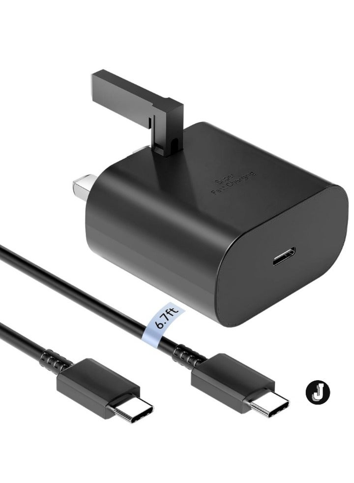 JAJEEK Samsung Super Fast Charger – USB-C Plug & 6 Feet Cable, Wall Charger for Samsung Galaxy S24 Ultra/S24/S24+/S23/S22/S21 & More - Image 1