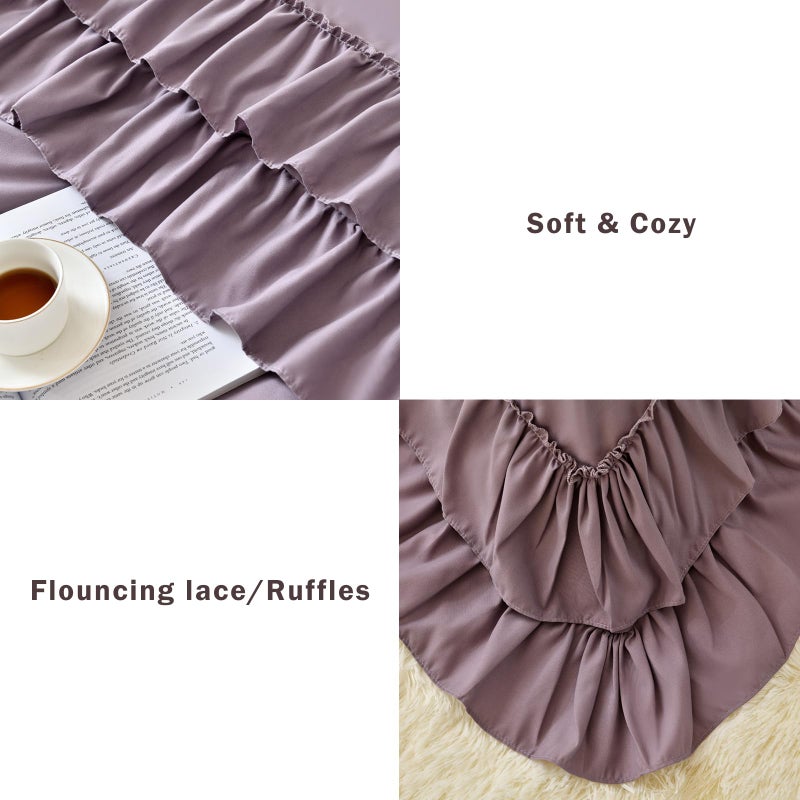 Cupocupa Purple Pink Comforter Set, 3Pcs Comforters Queen Size Ruffle Farmhouse Bedding Sets Queen with Comforter, Lightweight Soft Shabby Chic Bedding Comforter Set Fluffy for All Season - Image 5