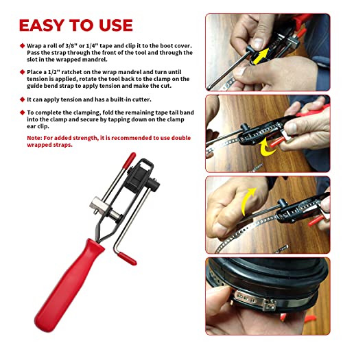 Alpha Rider 12 PCS For Auto/ATV CV Joint Axle Boot Clamp Pliers Tool with CV Boot Clamps Kit, 10 Crimp Bands-Ear Type Extension For Most Cars - Image 5