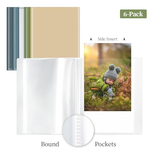 Vienrose Photo Album Bulk Set Small Photo Album for 4x6 Pictures 26 Pockets Holds 52 Photos Postcard Album with Customizable Covers Morandi Colors Set of 6 - Image 3