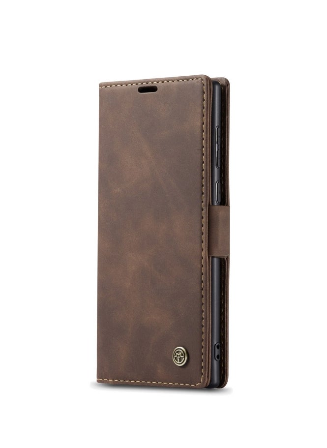 CaseMe CaseMe Samsung Galaxy S22 Ultra Case Wallet, for Samsung Galaxy S22 Ultra Wallet Case Book Folding Flip Folio Case with Magnetic Kickstand Card Slots Protective Cover - Coffee  - Image 2