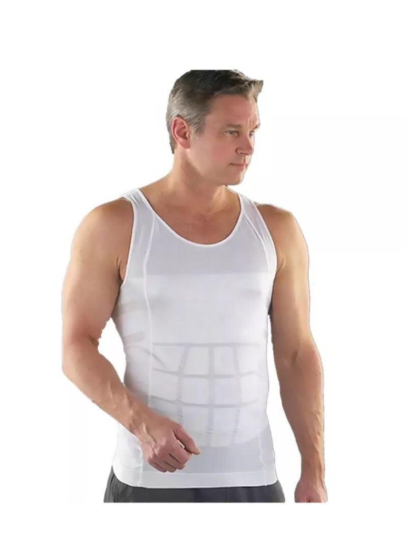 AGD Men's 2-Piece Slimming and Shaping Vest Set, White - Image 4