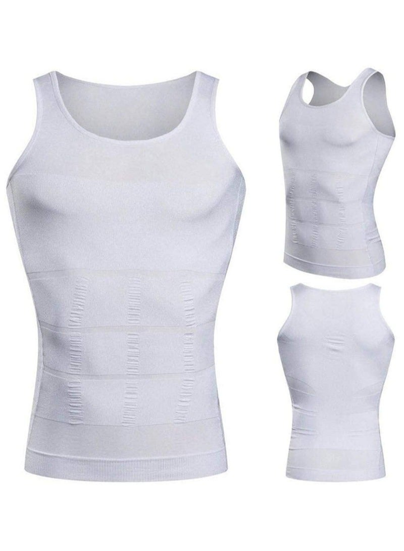 AGD Men's 2-Piece Slimming and Shaping Vest Set, White - Image 5