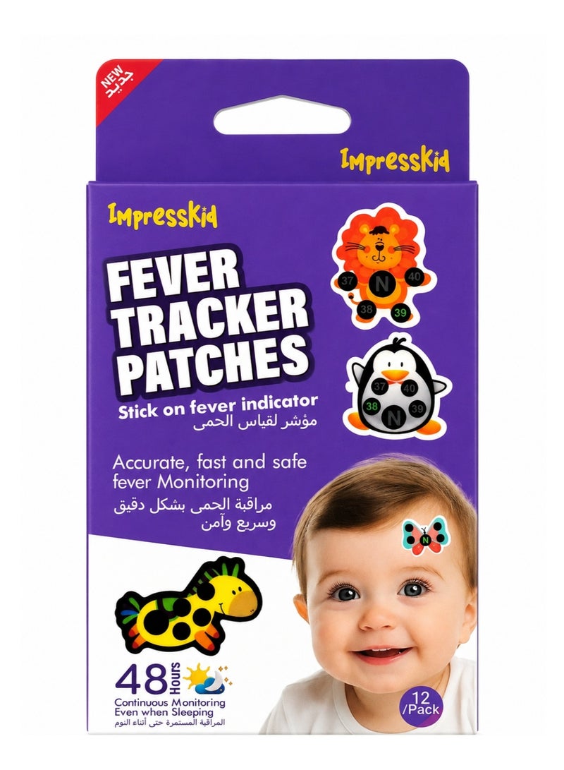Impressmed Impresskid Fever Tracker Patches Assorted Animal Designs For Kids And Babies 12 Count - Image 1