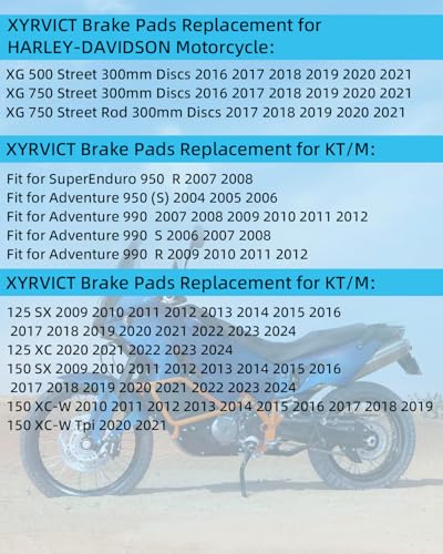 XYRVICT Ceramic Brake Pads for HARLEY DAVIDSON XG750 XG 750 Street 750 2016 2019 2017 2018 2020 2021 41300169 41300161 - Image 2