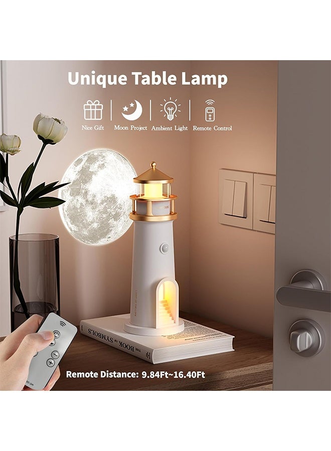 DAREU Lighthouse Night Light with Moon Projection and Bluetooth Speaker – Rechargeable Dimmable LED Table Lamp for Kids Bedroom, Portable Decorative Bedside Lamp - Image 4