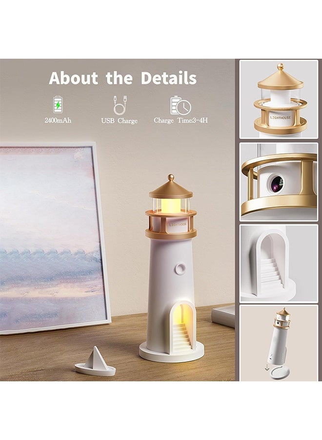 DAREU Lighthouse Night Light with Moon Projection and Bluetooth Speaker – Rechargeable Dimmable LED Table Lamp for Kids Bedroom, Portable Decorative Bedside Lamp - Image 5