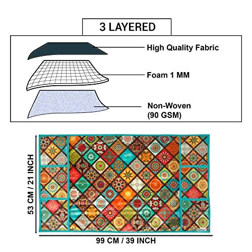 E-Retailer® Polyester 3-Layered Digital Printed Fridge Top Cover/Refrigerator Cover With 6 Utility Pockets (Color-Multi, Size-39x21 Inches) - Image 3