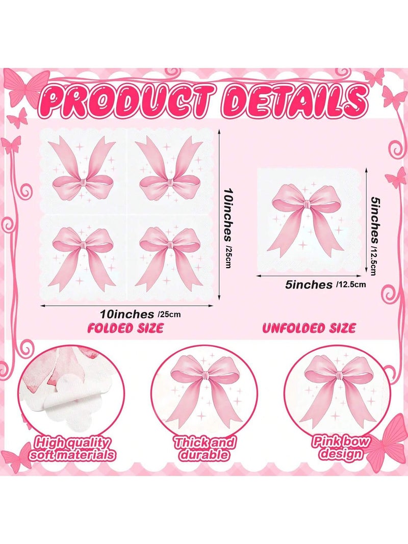 Elegant Pink Bow Design Paper Napkins – 20 Pieces - Image 3