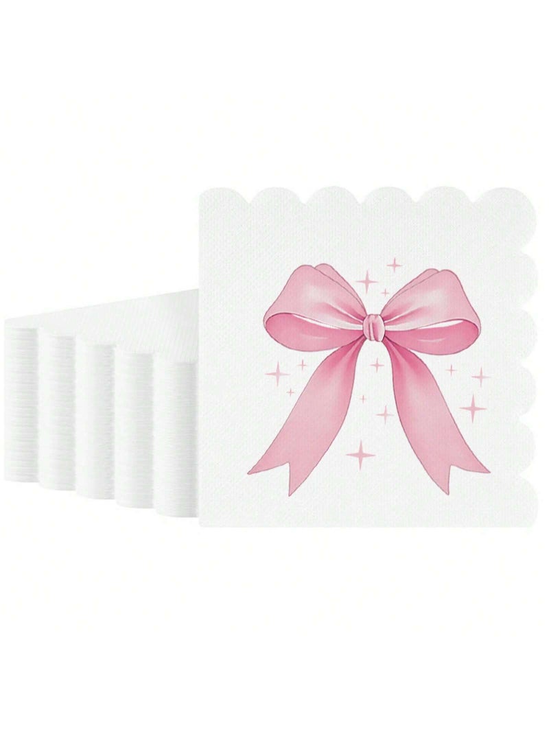 Elegant Pink Bow Design Paper Napkins – 20 Pieces - Image 4