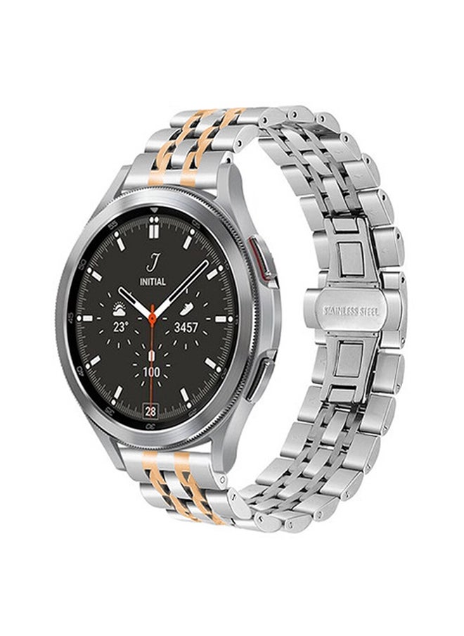 O Ozone Metal Band For Samsung Galaxy Watch 7 6 5 4 FE 40mm 44mm 45mm/Galaxy Watch 6 4 Classic 43mm 47mm 42mm 46mm Stainless Steel Strap - RoseGoldSilver  - Image 1
