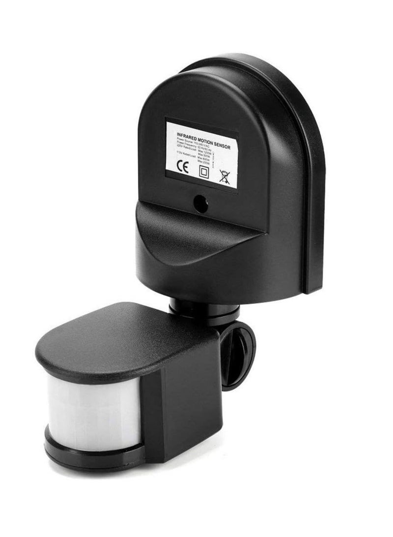 Captaintech Infrared Sensor Switch Infrared Motion Sensor 110V-240V Adjustable PIR Body Motion Infrared Sensor 10A Waterproof Detector Bulb Switch Black IP44 Protection Level - Image 1