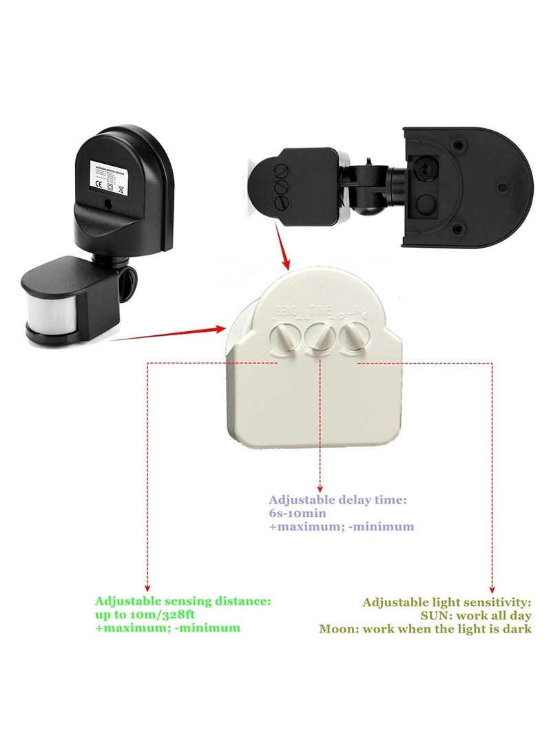 Captaintech Infrared Sensor Switch Infrared Motion Sensor 110V-240V Adjustable PIR Body Motion Infrared Sensor 10A Waterproof Detector Bulb Switch Black IP44 Protection Level - Image 5