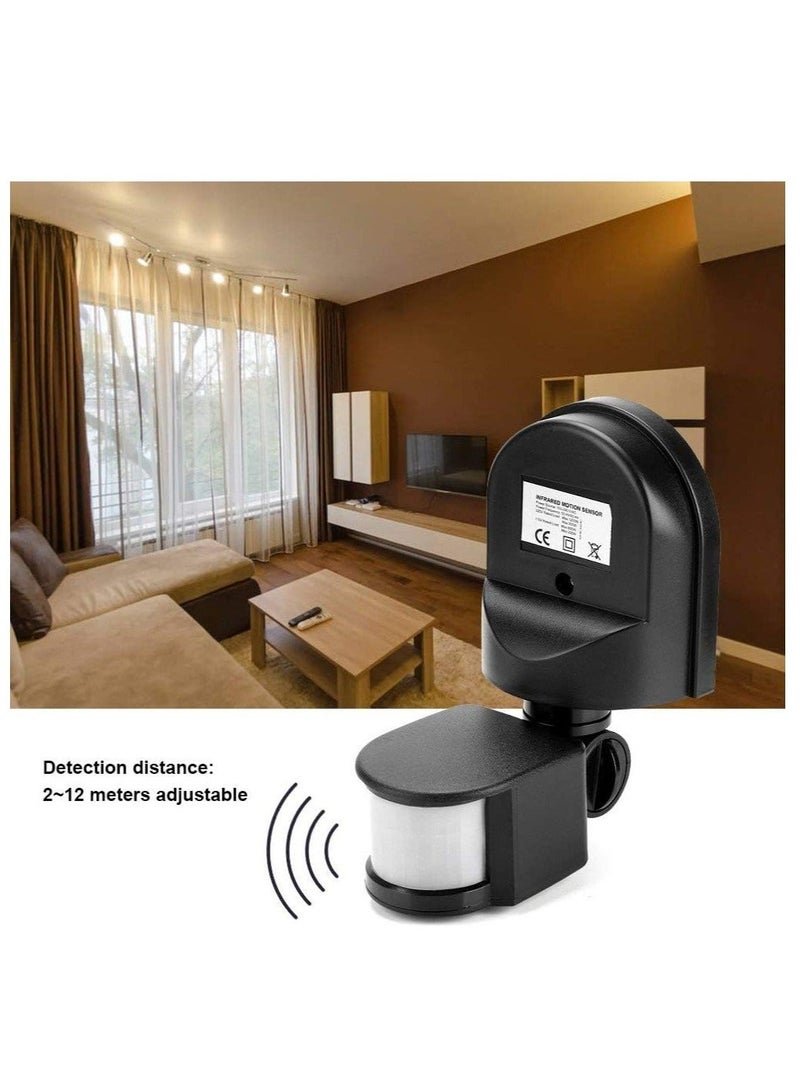 Captaintech Infrared Sensor Switch Infrared Motion Sensor 110V-240V Adjustable PIR Body Motion Infrared Sensor 10A Waterproof Detector Bulb Switch Black IP44 Protection Level - Image 2