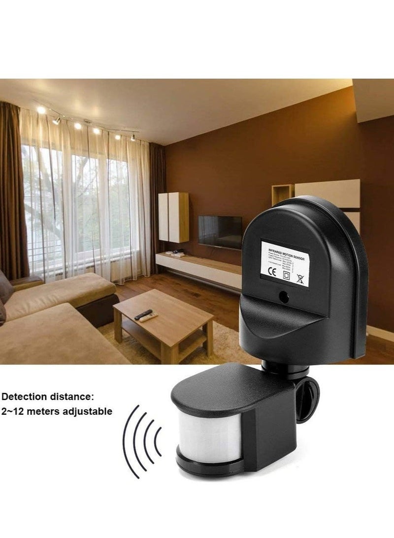 Captaintech Infrared Sensor Switch Infrared Motion Sensor 110V-240V Adjustable PIR Body Motion Infrared Sensor 10A Waterproof Detector Bulb Switch Black IP44 Protection Level - Image 3