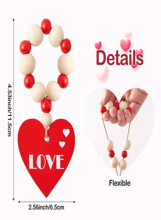 APTWOW Valentine Napkin Rings Set of 6, Wood Bead Red Heart Valentines Napkin Rings, Valentines Napkins Rings for Valentines Table Decor, Wedding, Anniversary, Holiday, Valentine's Day Party Dinner - Image 2
