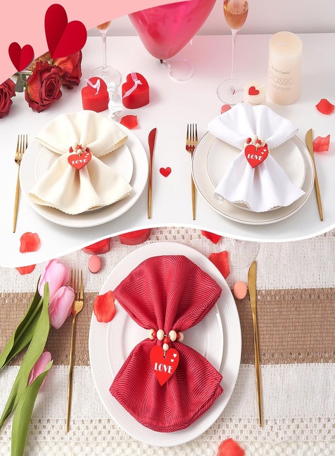 APTWOW Valentine Napkin Rings Set of 6, Wood Bead Red Heart Valentines Napkin Rings, Valentines Napkins Rings for Valentines Table Decor, Wedding, Anniversary, Holiday, Valentine's Day Party Dinner - Image 5