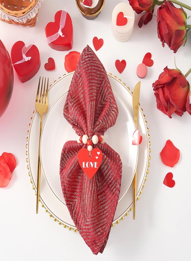 APTWOW Valentine Napkin Rings Set of 6, Wood Bead Red Heart Valentines Napkin Rings, Valentines Napkins Rings for Valentines Table Decor, Wedding, Anniversary, Holiday, Valentine's Day Party Dinner - Image 3