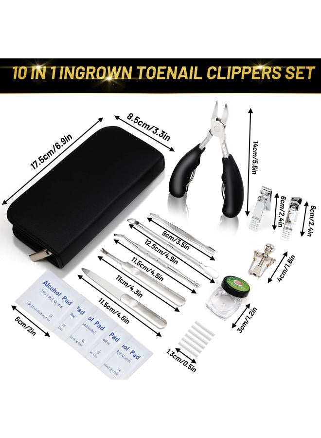 Modacraft (Black) - 10 PCS Toenail Clippers Tool Kit, Professional Podiatrist Nail Clippers Set for Thick & Ingrown Toenails Corrector Treatment, Wide Jaw Opening Nail Clippers Set for Seniors Pedi... - Image 2