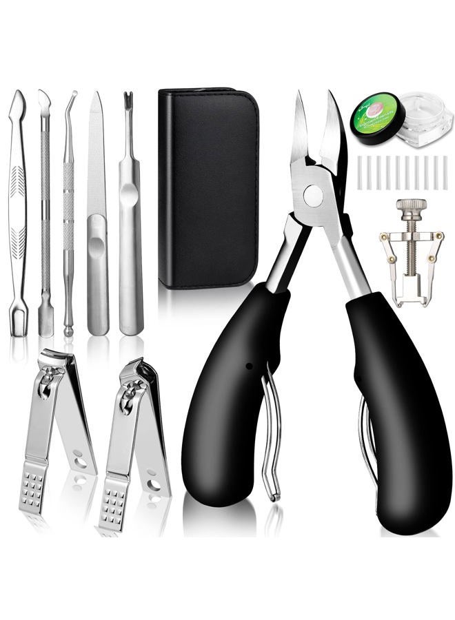 Modacraft (Black) - 10 PCS Toenail Clippers Tool Kit, Professional Podiatrist Nail Clippers Set for Thick & Ingrown Toenails Corrector Treatment, Wide Jaw Opening Nail Clippers Set for Seniors Pedi... - Image 1