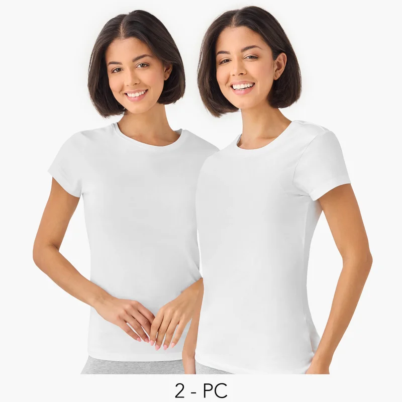 سبلاش فيڤ Set of 2 - Crew Neck T-shirt with Cap Sleeves