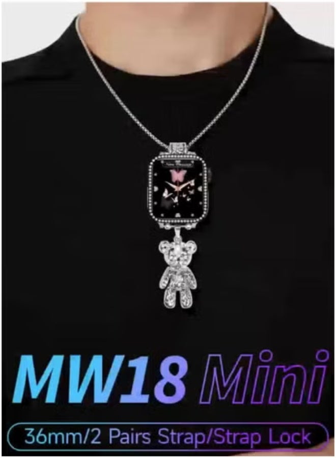 modio MW18 Mini Smart Watch for Women with 36mm HD Touch Display, Interchangeable Straps, Elegant Chain Necklace & Bracelet – Wireless Charging – Compact Design – Health Tracking, Heart Rate, Call & Message Alerts – Stylish Smart Fitness Watch for Daily Use  - Image 4