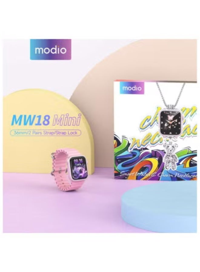 modio MW18 Mini Smart Watch for Women with 36mm HD Touch Display, Interchangeable Straps, Elegant Chain Necklace & Bracelet – Wireless Charging – Compact Design – Health Tracking, Heart Rate, Call & Message Alerts – Stylish Smart Fitness Watch for Daily Use  - Image 5
