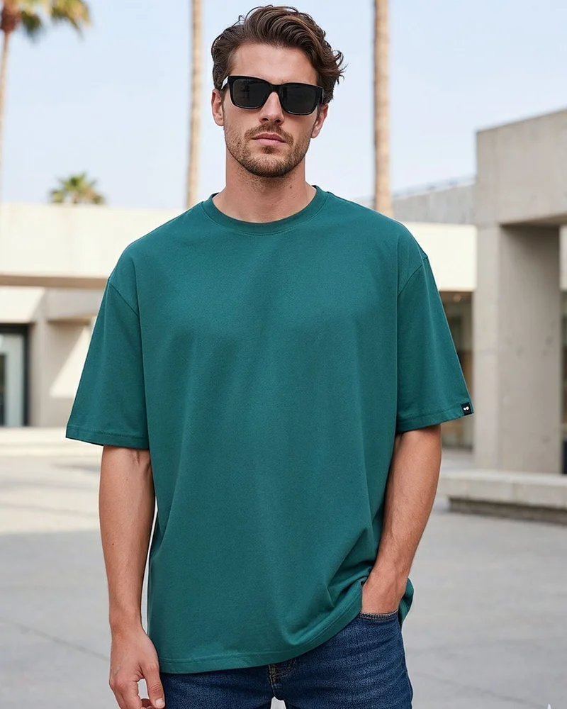 bewakoof Men Green Oversized T-shirt