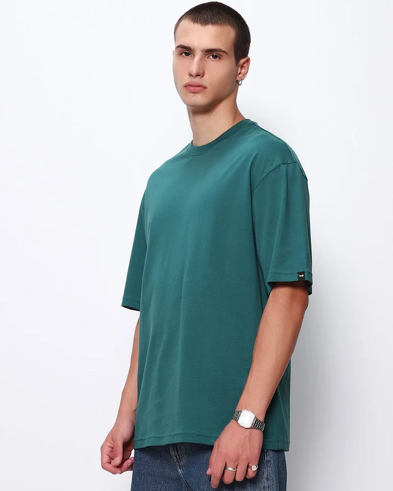 bewakoof Men Green Oversized T-shirt
