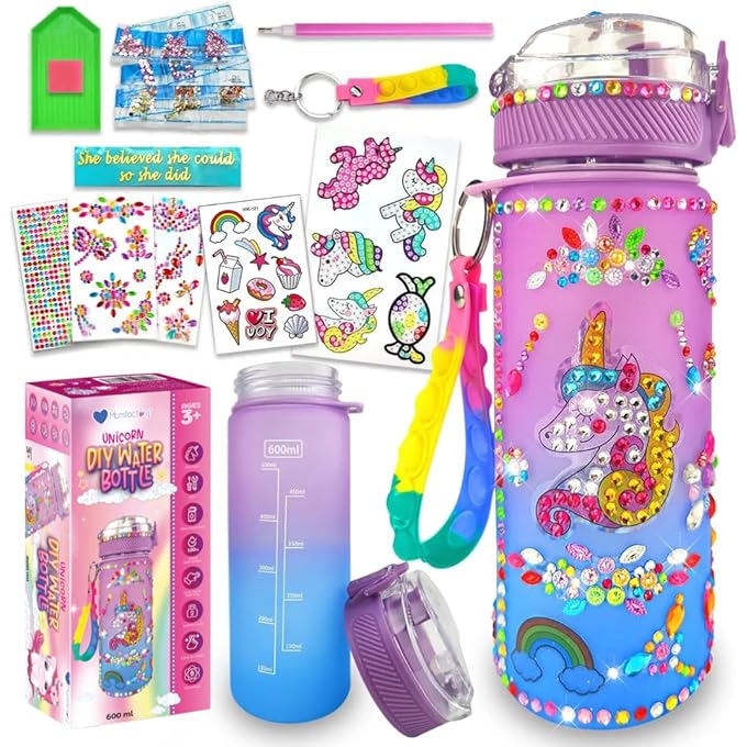 DIY Water Bottle for Girls Age 4-6-8-10, Unicorn Toys Girl, Painting Kits, Arts and Crafts Gifts Toys for Girls Birthday
