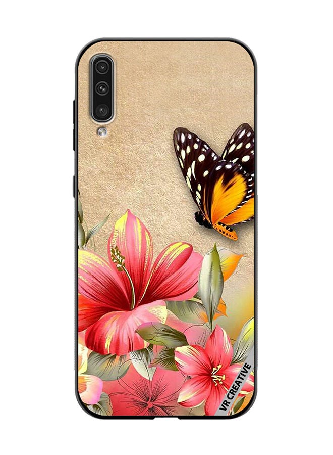 VR CREATIVE Protective Case Cover For Samsung Galaxy A50/A50s Brown Butterfly On Flower Design Multicolour - Image 1