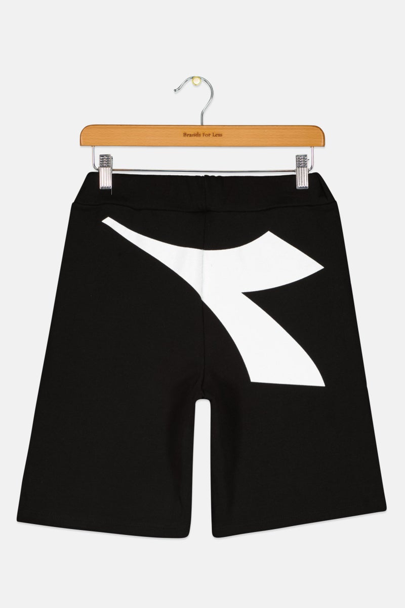 DIADORA Kids Boy Brand Logo Basic Shorts, Black/White - Image 2