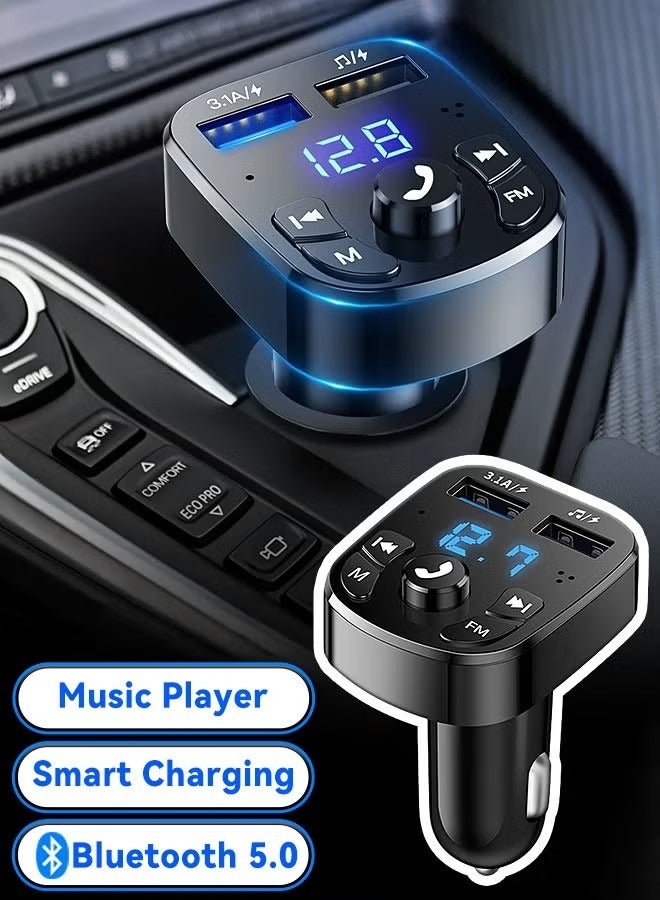 رات سو محول بلوتوث للسيارة وشاحن سيارة ومشغل موسيقى  لاسلكي ومحول راديو  للسيارة ومجموعة سيارة ملحقات يدعم قرص  وبطاقة - Image 1