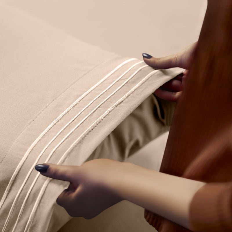Utopia Bedding Full Size Sheet Set - Soft Microfiber 4 Piece Hotel Luxury Bed Sheets with Deep Pockets - Embroidered Pillow Cases - Side Storage Pocket Fitted Sheet - Flat Sheet (Beige) - Image 3