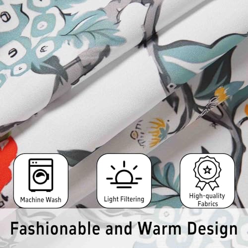 sdhinlwo Kitchen Curtains Sets for Windows Flower Kitchen Decorative Sink Window Valance 3 Piece Set Tier Cyan-Blue Curtains 3 Panels Decor for Living Room Bedroom Home - Image 4