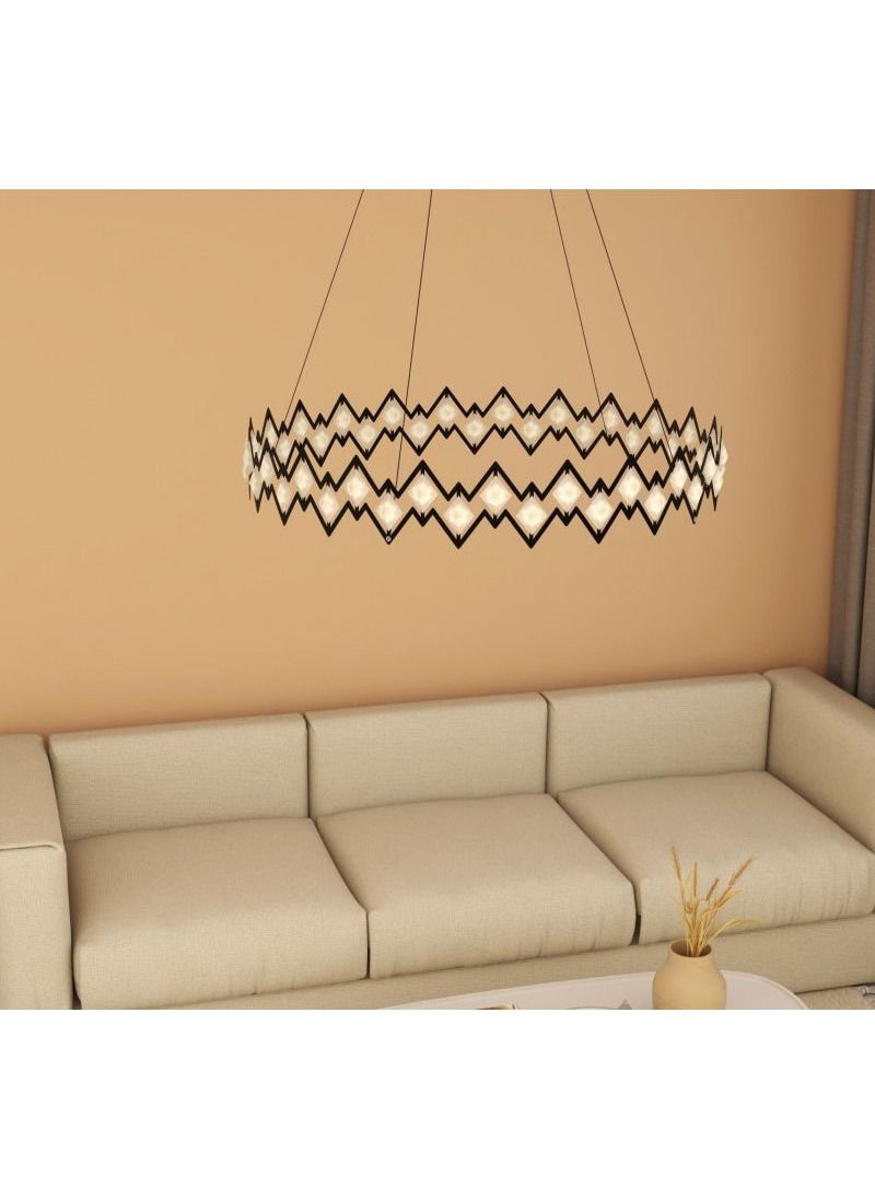 UCANDLE Youcandle Modern Round Chandelier Black Zigzag Frame Energy Saving LED Decorative Ceiling Light for Bedroom Hall Living Room Reception Warm Yellow 3000K  - Image 4