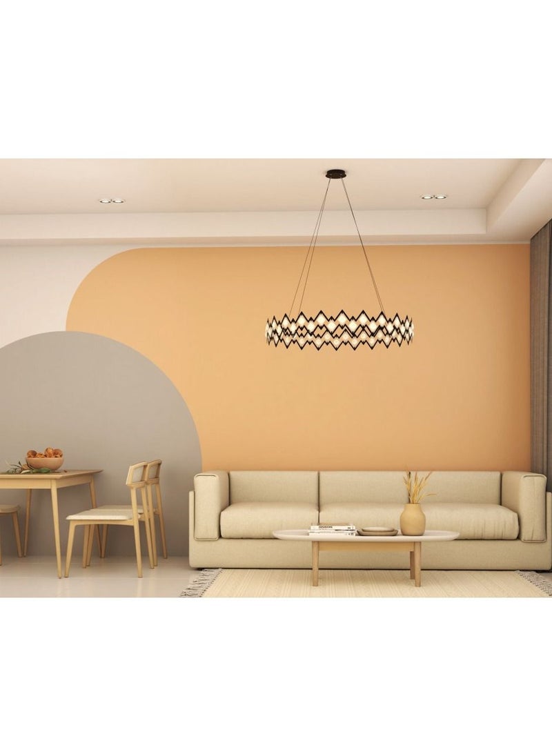 UCANDLE Youcandle Modern Round Chandelier Black Zigzag Frame Energy Saving LED Decorative Ceiling Light for Bedroom Hall Living Room Reception Warm Yellow 3000K  - Image 3