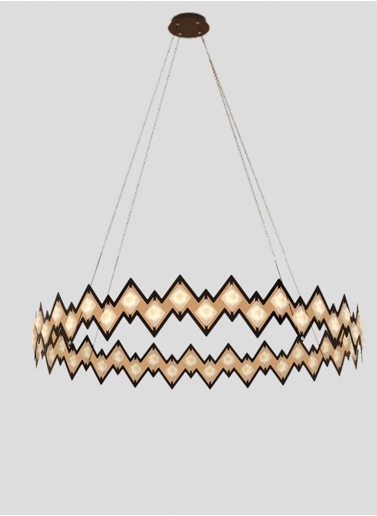 UCANDLE Youcandle Modern Round Chandelier Black Zigzag Frame Energy Saving LED Decorative Ceiling Light for Bedroom Hall Living Room Reception Warm Yellow 3000K  - Image 1