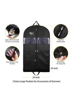 Generic Garment Bags for Travel, 2 Pack 43" Hanging Garment Bags for Men, Double Sides Zipper, 3 Large Mesh Pockets, Garment bag for Traveling Monogrammed Closet Clothes Storage, for Gowns, Tuxedos, Coats  - Image 5
