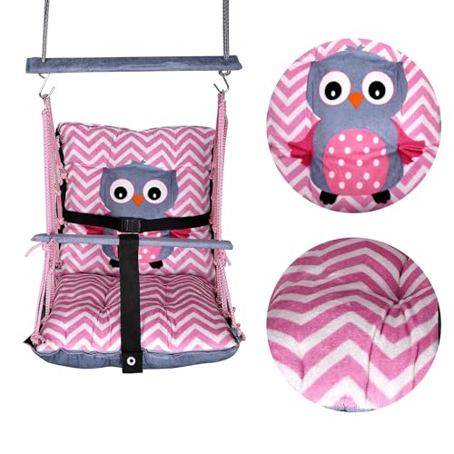 BOFFLE Cotton Swing for Kids 1-2 Years Baby Children Folding and Washable with Safety Belt, Indoor Outdoor Zula, Garden Jhula for Babies, Swing for Kids, oonjal, Swing for Baby Cradle - Image 3
