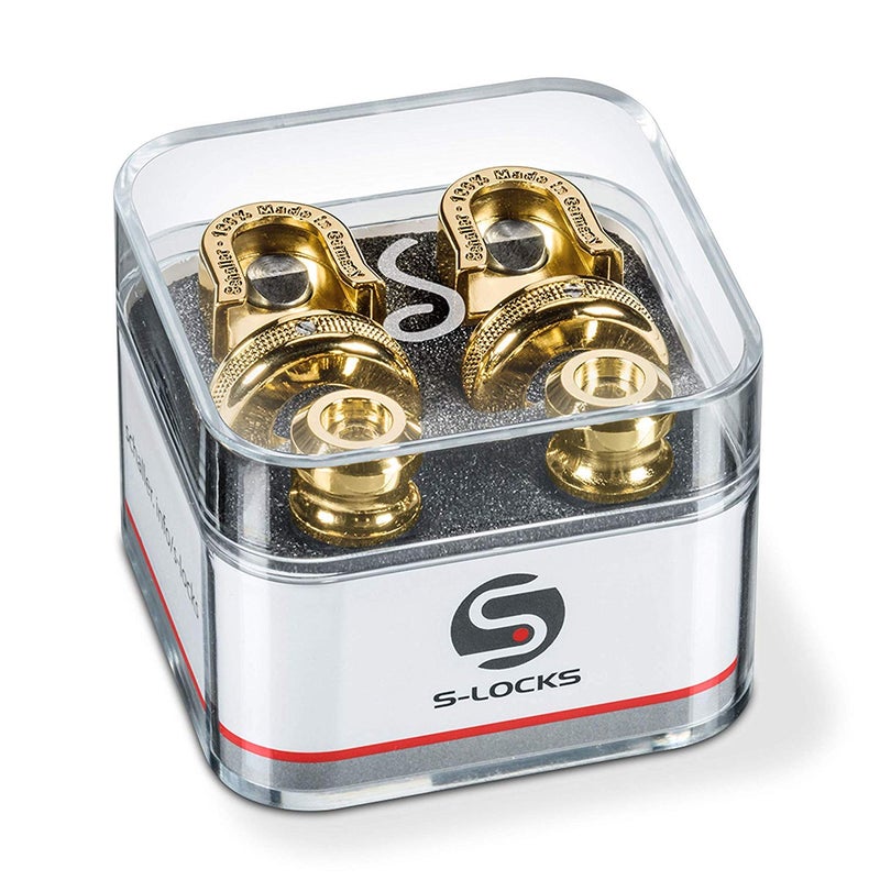 Schaller S Locks Guitar Strap Locks and Buttons (Pair) Gold - Image 1