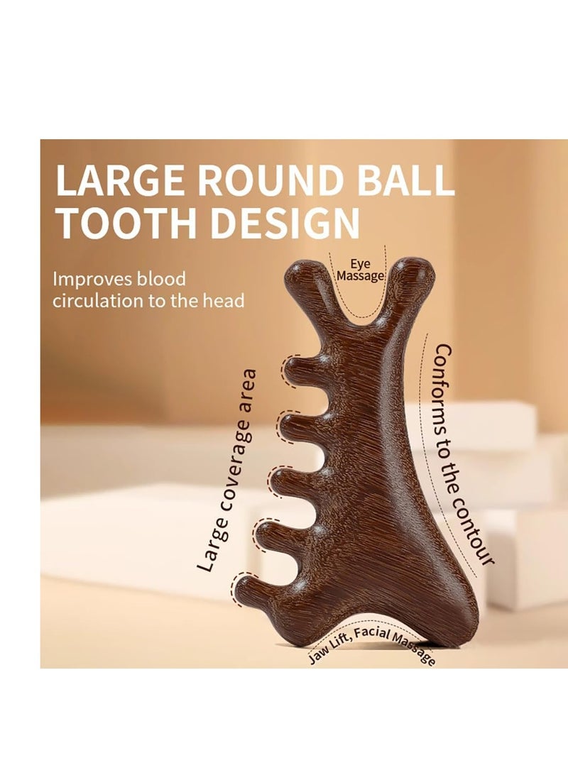 general Sandalwood Gua Sha Massage Comb – Wooden Scalp & Face Massager for Acupressure, Stress Relief, Hair & Beard Care, Anti-Static Hair Comb for Men & Women - Image 4