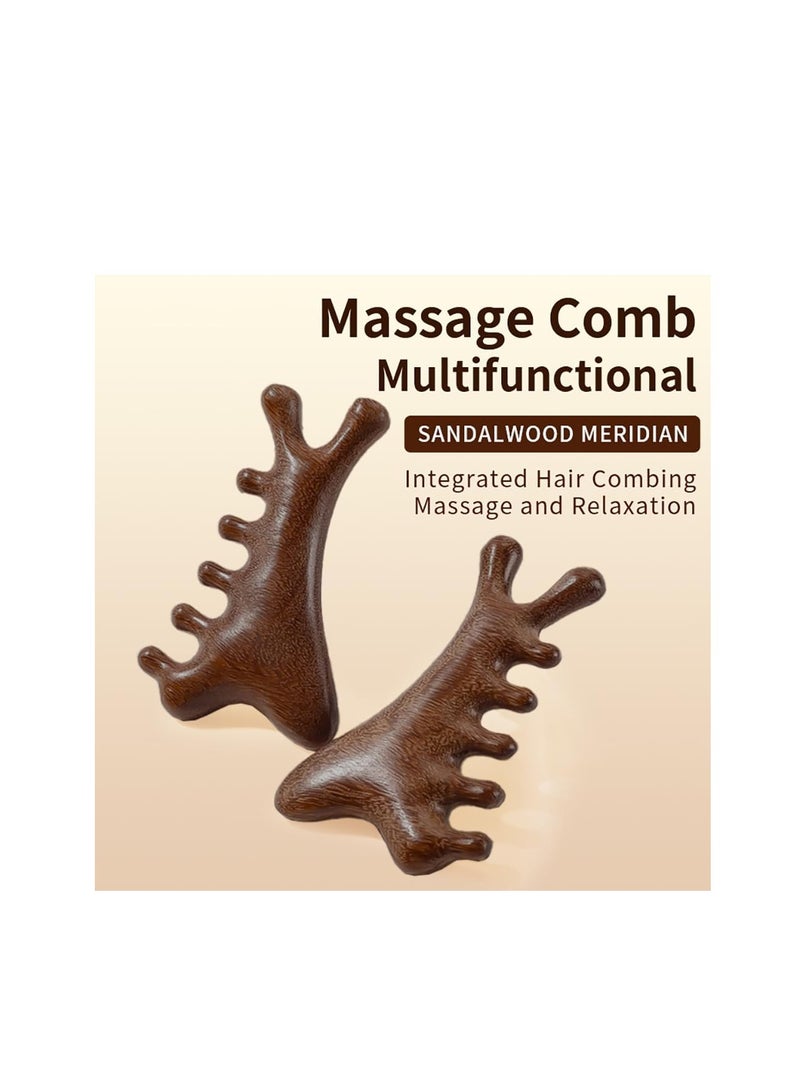 general Sandalwood Gua Sha Massage Comb – Wooden Scalp & Face Massager for Acupressure, Stress Relief, Hair & Beard Care, Anti-Static Hair Comb for Men & Women - Image 2