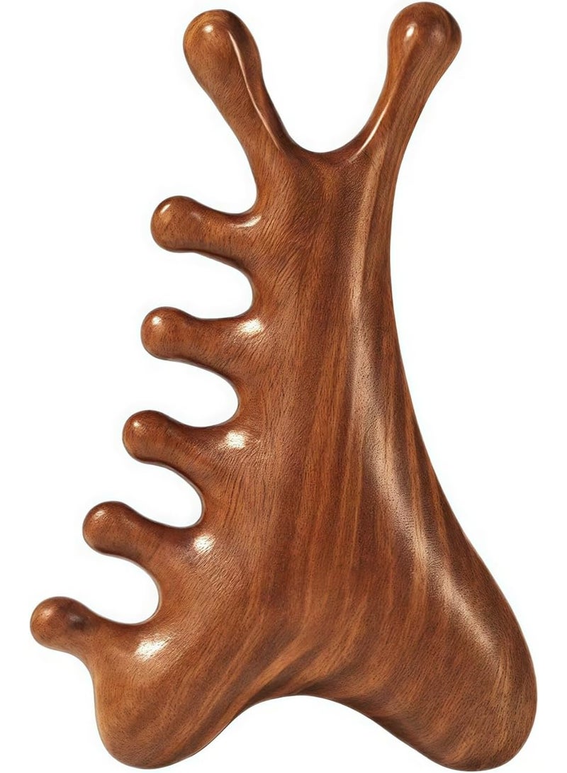 general Sandalwood Gua Sha Massage Comb – Wooden Scalp & Face Massager for Acupressure, Stress Relief, Hair & Beard Care, Anti-Static Hair Comb for Men & Women - Image 1