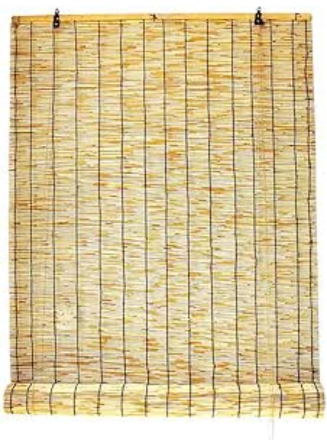 LINGWEI Premium Natural Bamboo Reed Roll-Up Blinds Eco-Friendly Reed Curtains 200x122cm - Image 1