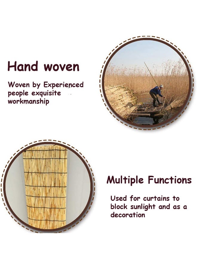 LINGWEI Premium Natural Bamboo Reed Roll-Up Blinds Eco-Friendly Reed Curtains 200x122cm - Image 4