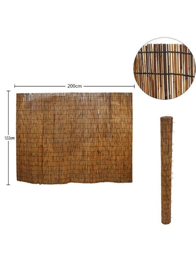 LINGWEI Premium Natural Bamboo Reed Roll-Up Blinds Eco-Friendly Reed Curtains 200x122cm - Image 2