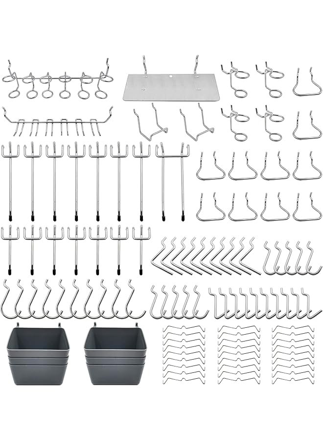 PROMASS promass Pegboard Hooks Assortment with Pegboard Bins, Peg Locks, for Organizing Various Tools, 140 Piece  - Image 1