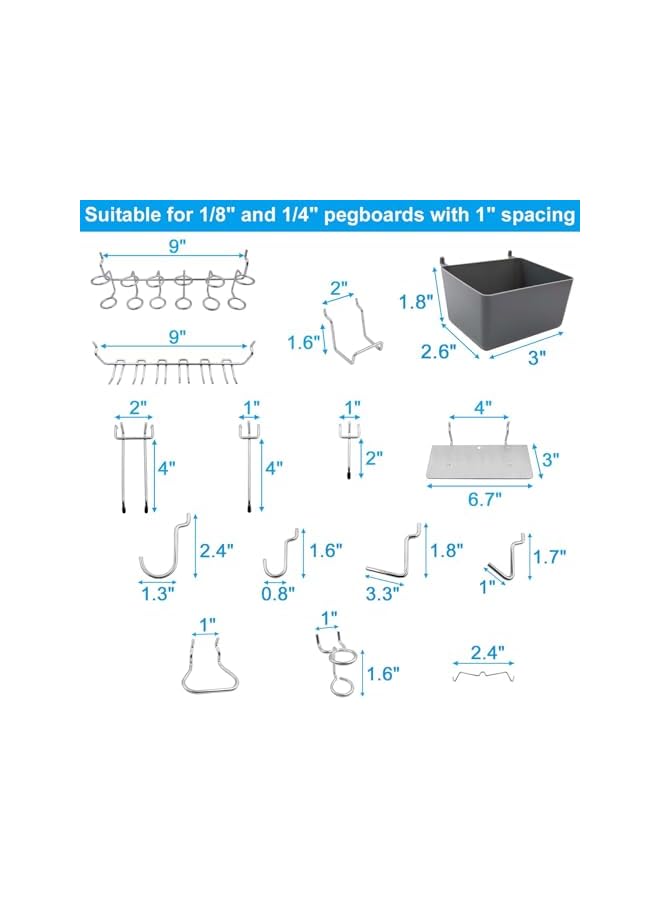 PROMASS promass Pegboard Hooks Assortment with Pegboard Bins, Peg Locks, for Organizing Various Tools, 140 Piece  - Image 3