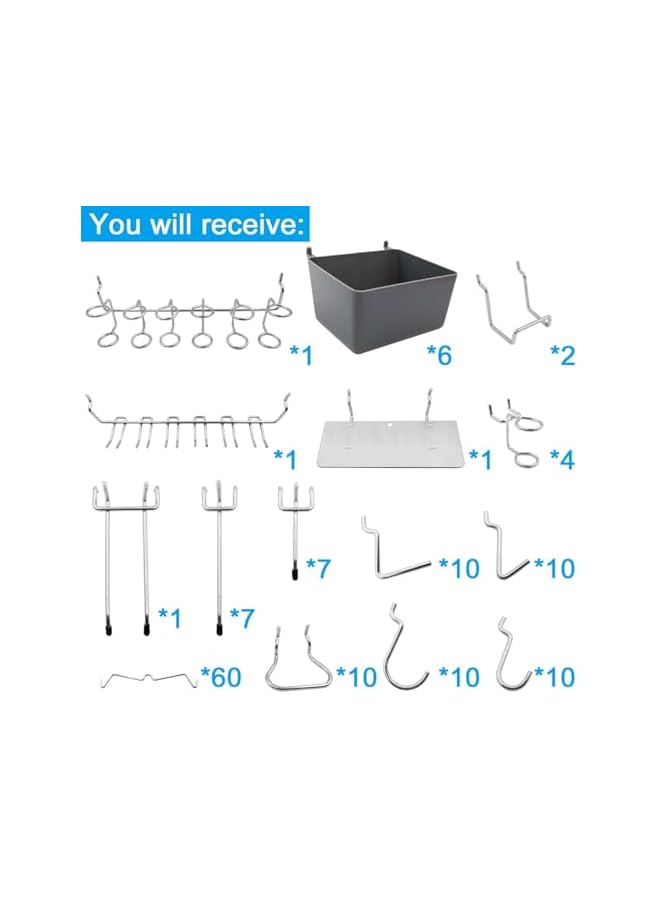PROMASS promass Pegboard Hooks Assortment with Pegboard Bins, Peg Locks, for Organizing Various Tools, 140 Piece  - Image 2